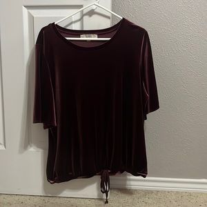 LOFT Burgundy Velvet Blouse